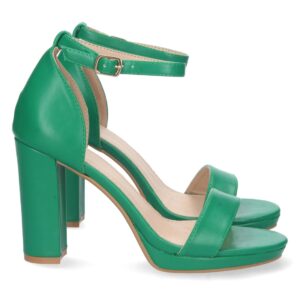 Sandalia de Tacón Ankle Strap con Hebilla en Verde