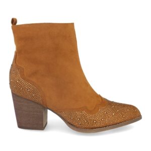 Botín de Mujer con Tacón y Strass en Camel