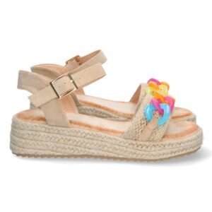 Sandalia de Plataforma con Hebilla en Beige