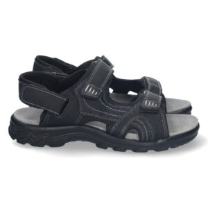 Sandalia Plana con Cierres de Velcro en Negro