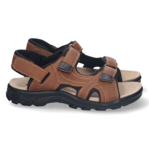 Sandalia Plana con Cierres de Velcro en Camel