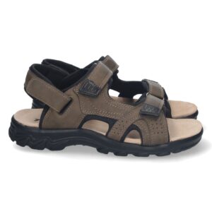 Sandalia Plana con Cierres de Velcro en Kaki