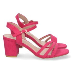 Sandalia de Tacón con Pala Fina y Hebilla en Fucsia
