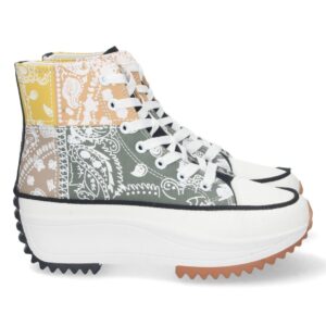 Zapatilla Abotinada Estampado y Cordones en Verde