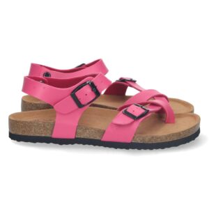 Sandalia Bio Plana con Hebillas en Fucsia