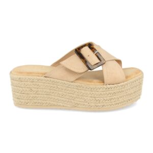 Sandalia de Mujer con Plataforma de Yute en Beige