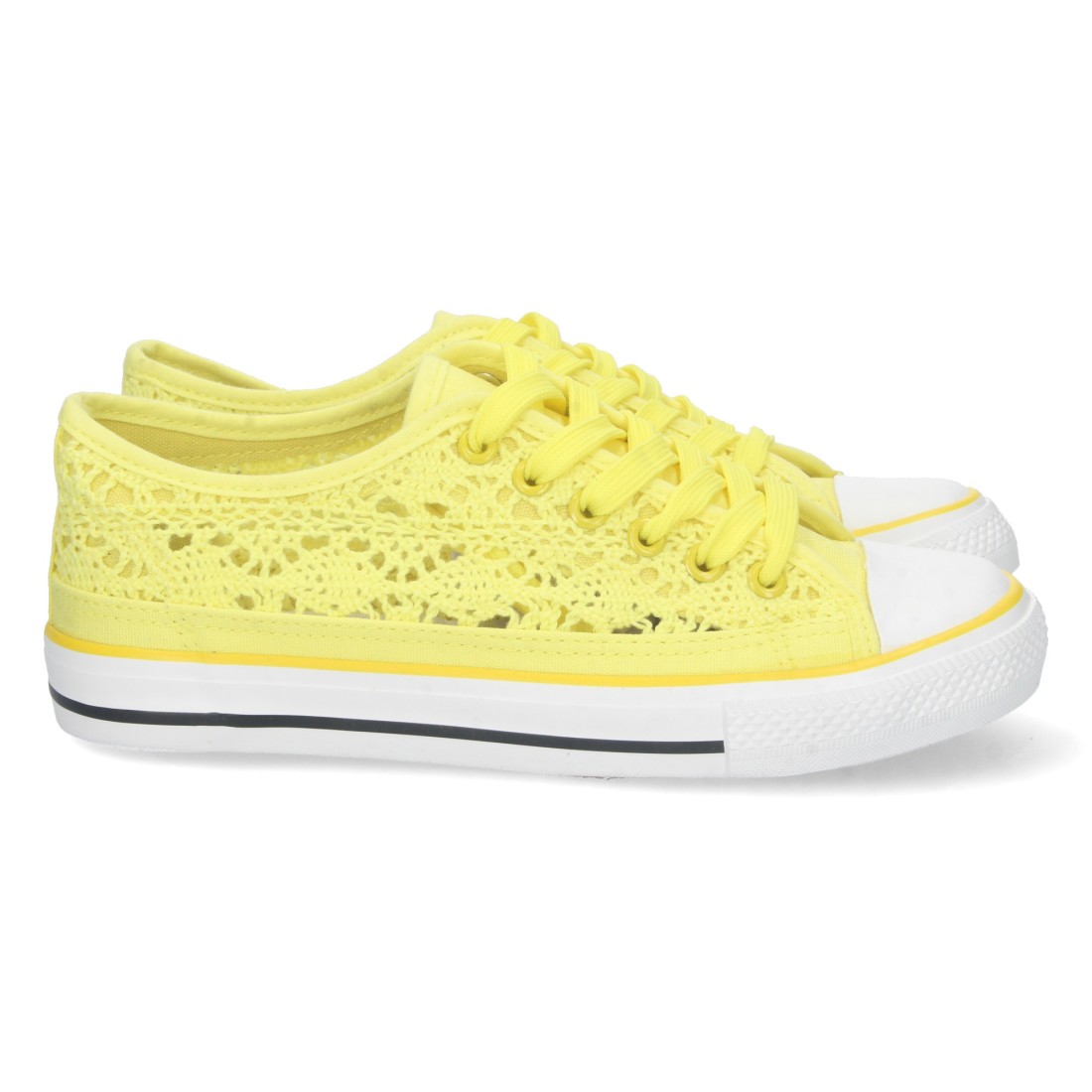Zapatilla Plana Calada con Cordones en Amarillo
