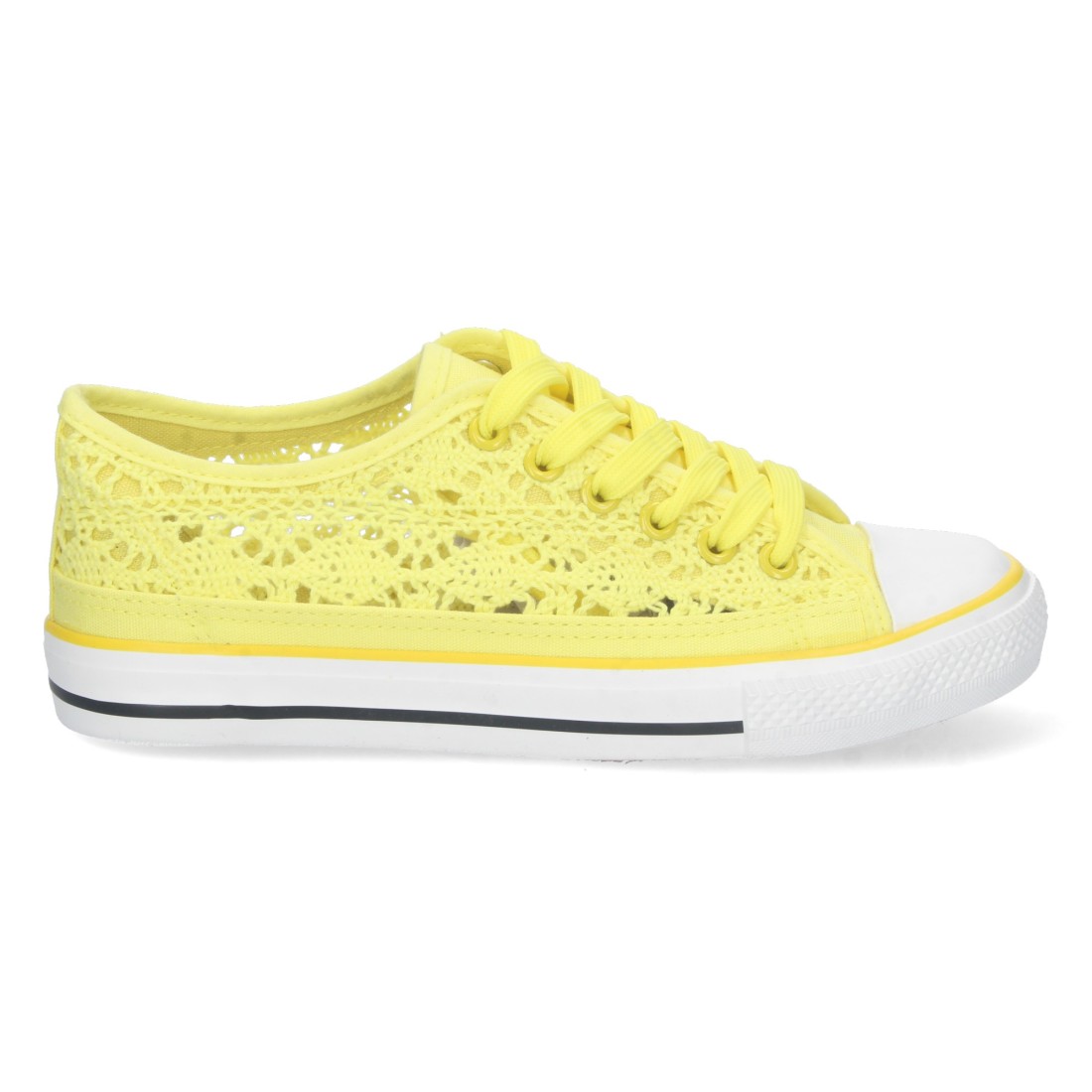 Zapatilla Plana Calada con Cordones en Amarillo - Imagen 2