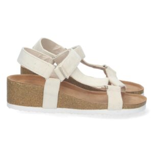 Sandalia Bio de Cuña con Velcro en Beige