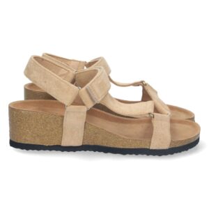 Sandalia Bio de Cuña con Velcro en Taupe