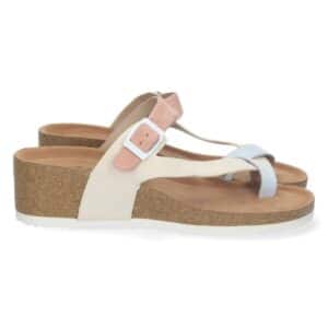 Sandalia Bio de Cuña con Hebilla en Beige