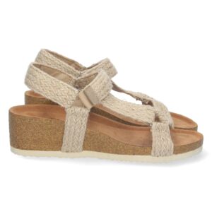Sandalia Bio de Cuña con Velcro en Beige