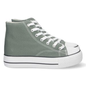 Zapatilla Abotinada Estampado y Cordones en Verde