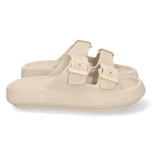 Sandalia Plana Cómoda y Acolchada en Beige