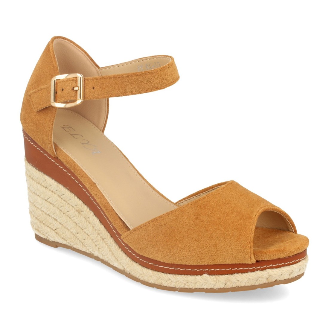 Sandalia con Cuña de Yute y Hebilla en Camel - Imagen 2