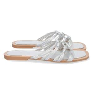 Sandalia Plana Cómoda con Talon Abierto en Plata