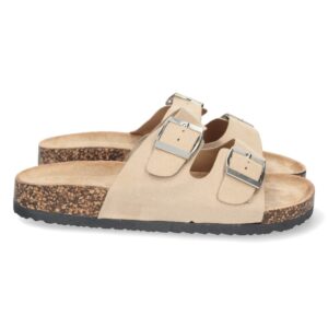 Sandalia de Plana Bio con Hebillas en Beige