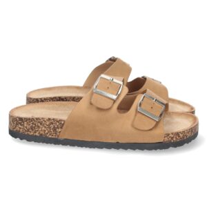 Sandalia de Plana Bio con Hebillas en Camel