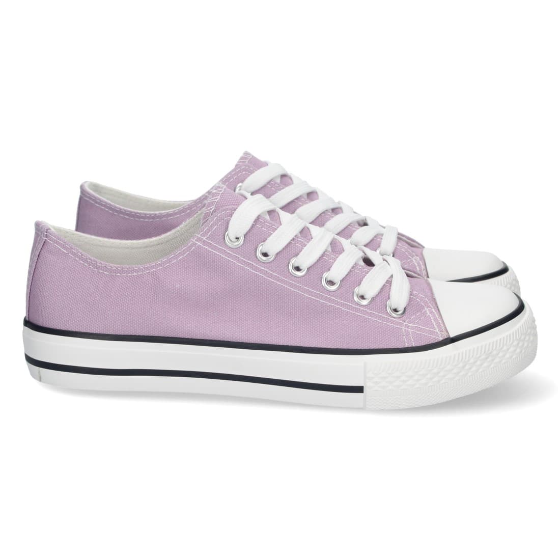 Zapatilla Plana de Lona con Cordones en Lila