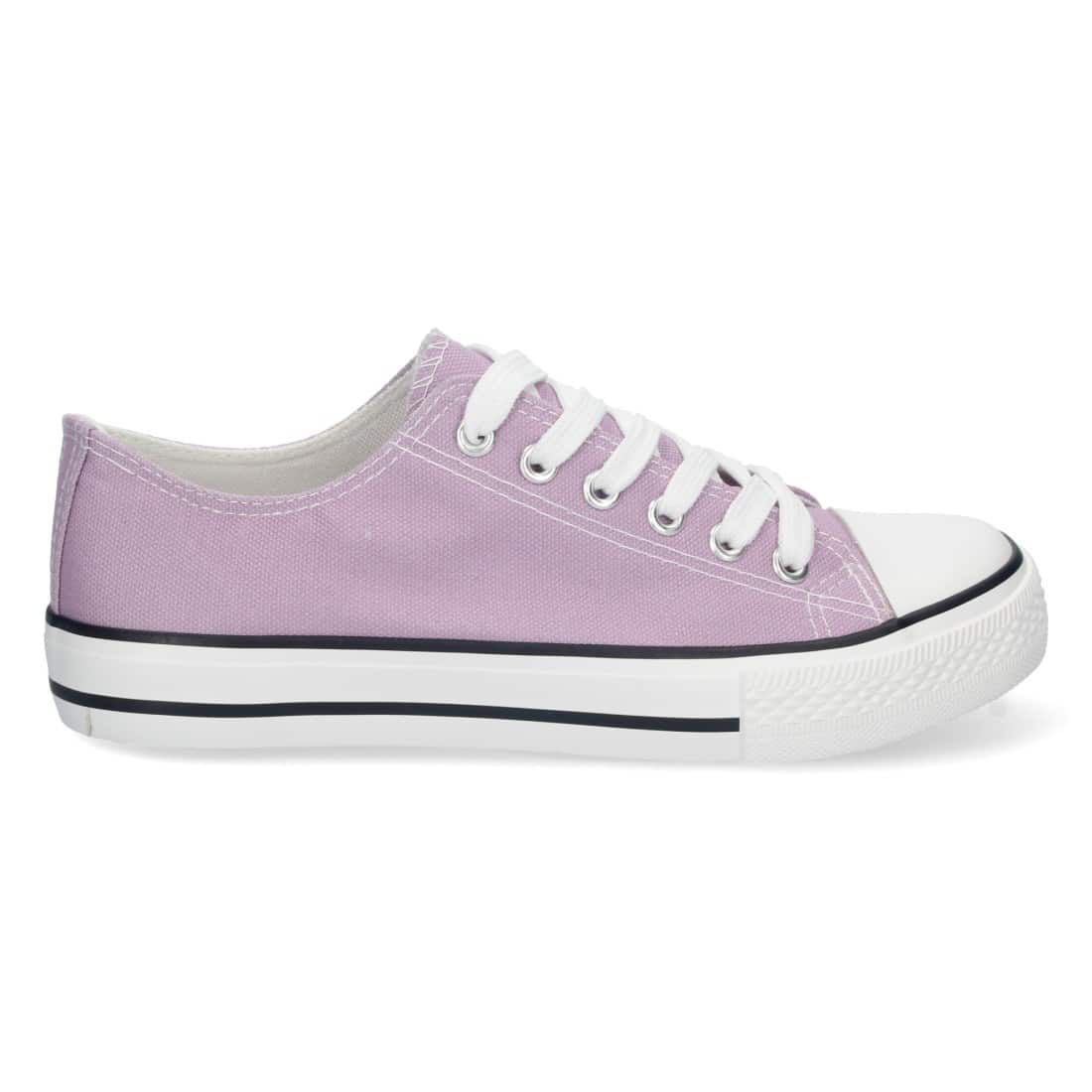 Zapatilla Plana de Lona con Cordones en Lila - Imagen 2