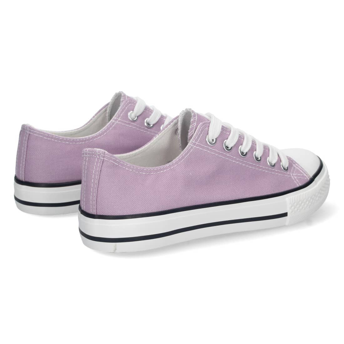 Zapatilla Plana de Lona con Cordones en Lila - Imagen 4