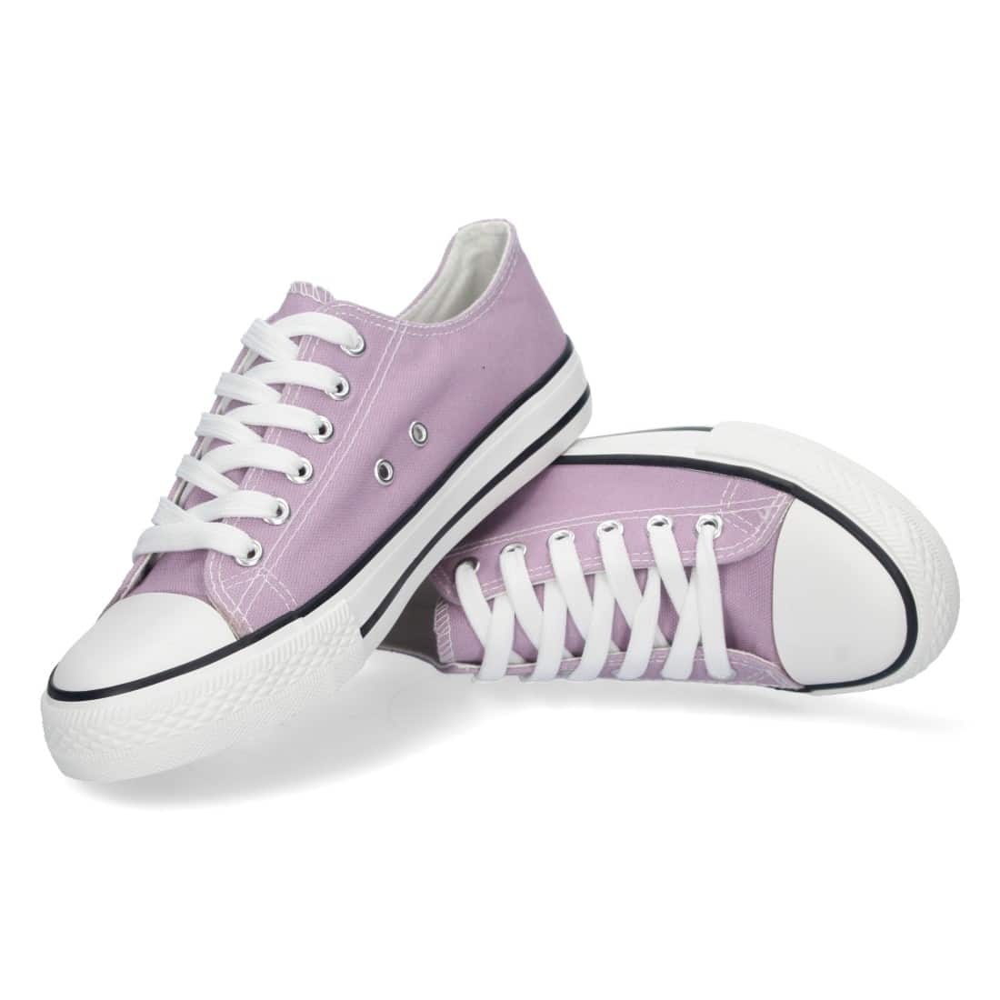 Zapatilla Plana de Lona con Cordones en Lila - Imagen 5