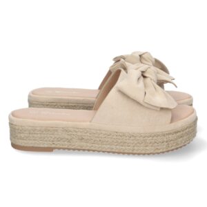 Sandalia de Plataforma con Yute y Lazo en Beige