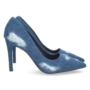 Zapato de Salón con Estampado Roto en Marino