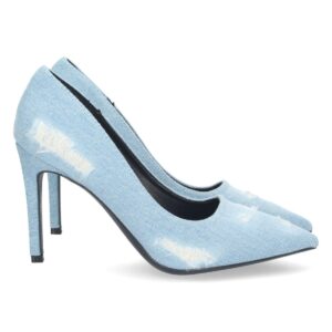 Zapato de Salón con Estampado Roto en Azul
