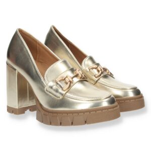 Mocasín de Tacón para Mujer en Oro