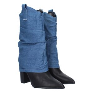 Bota de tacón forrada de vaquero en Azul