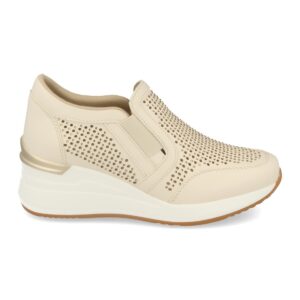 Zapatilla de Mujer con Calados y Strass en Beige