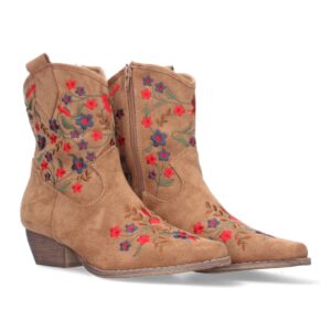 Botín de tacón cómodo para mujer en Camel