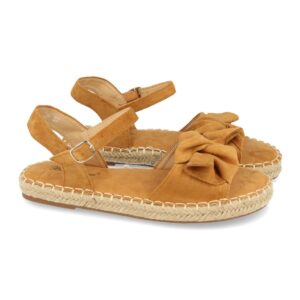 Sandalia Plana de Yute con Lazo en Camel