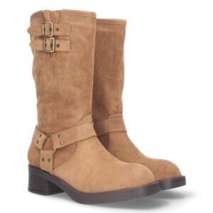 Bota motera para mujer en Camel