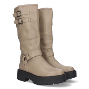 Bota Motera con Tacón Bajo y Plataforma en Kaki