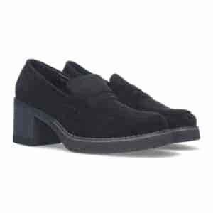 Mocasines Lisos de Tacón Medio para Mujer en Negro