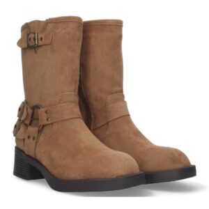 Bota motera para mujer en Camel