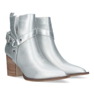 Botines de Mujer con Tacón Campero en Plata