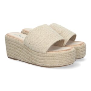 Sandalias de Plataforma de Yute para Mujer en Beige