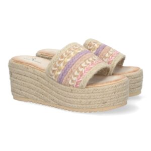 Sandalias de Plataforma de Yute para Mujer en Rosa