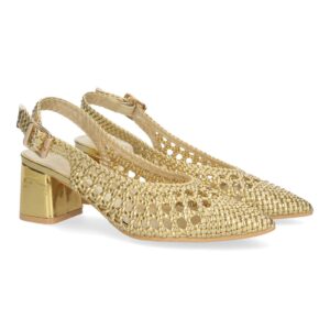 Zapato de tacón para Mujer, Cómodo, Estilo Salón en Oro