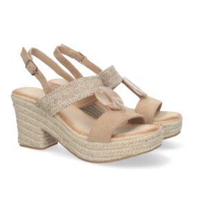 Sandalia de tacón para Mujer, Cómodas, en Kaki