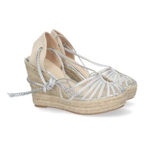 Sandalias de Cuña con Cordones Anudables al tobillo