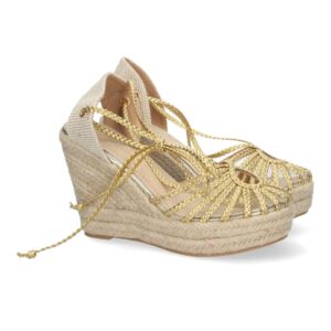 Sandalias de Cuña con Cordones Anudables al tobillo