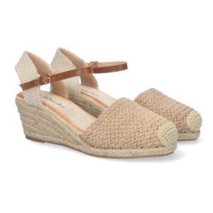 Sandalia de Cuña para Mujer, Estilo Valenciana en Kaki