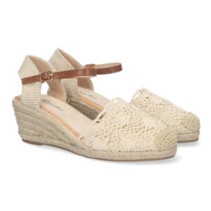 Sandalia de Cuña para Mujer, Estilo Valenciana en Beige