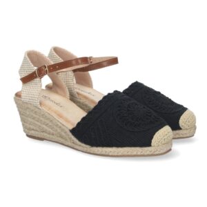 Sandalia de Cuña para Mujer, Cómodas en Negro