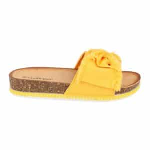 Sandalia Bio con Decoracion de Lazo en Pala en Amarillo