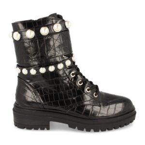 Botín de Mujer con Estampados Tachuelas y Hebilla